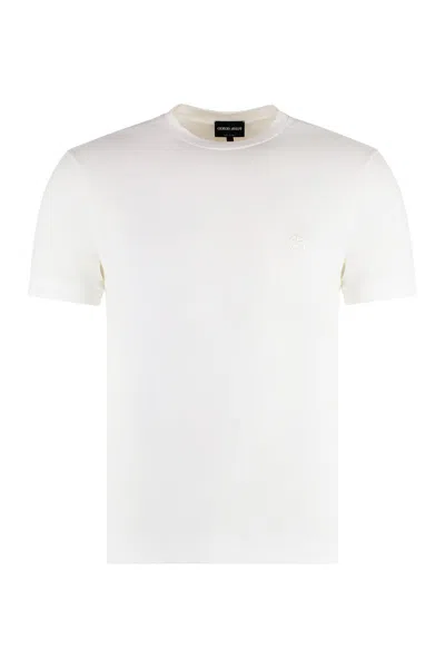 Giorgio Armani Men Stretch Viscose Jersey Crew Neck T-shirt In White