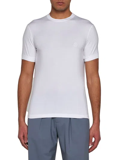 Giorgio Armani Men Stretch Viscose Jersey Crew Neck T-shirt In White