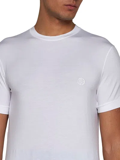Giorgio Armani Men Stretch Viscose Jersey Crew Neck T-shirt In White