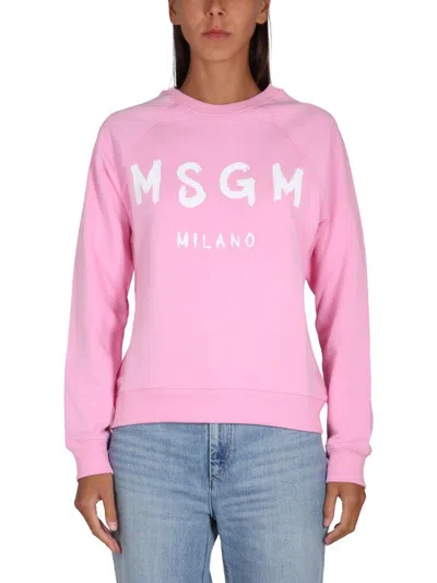 MSGM MSGM SWEATSHIRT WITH BRUSHED LOGO 