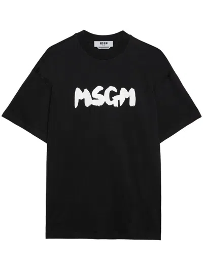 Shop Msgm T-shirts And Polos Black