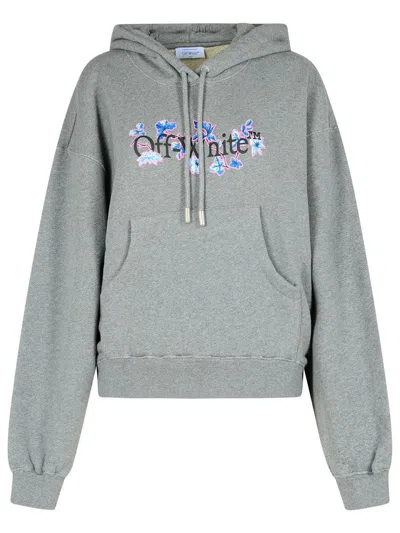 Shop Off-white 'flower' Grey Cotton Sweatshirt