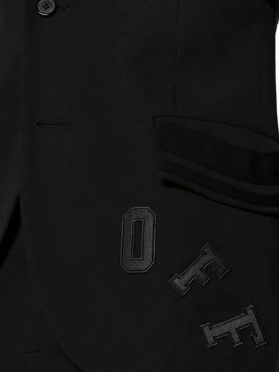 Off-white Virgin Wool Formal Vars Blazer With Logo Patch In Black
