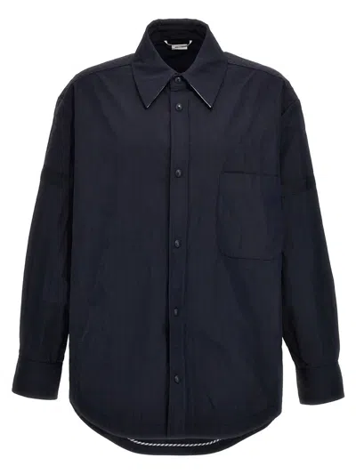 Thom Browne Oversized Blue Shirt With Patch Pockets In Polyamide Blend
