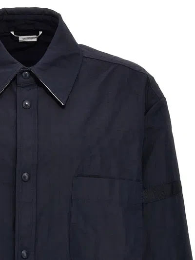 Thom Browne Oversized Blue Shirt With Patch Pockets In Polyamide Blend