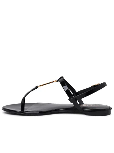 Shop Saint Laurent Cassandra Patent Leather Sandals In Black