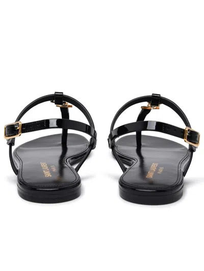 Shop Saint Laurent Cassandra Patent Leather Sandals In Black