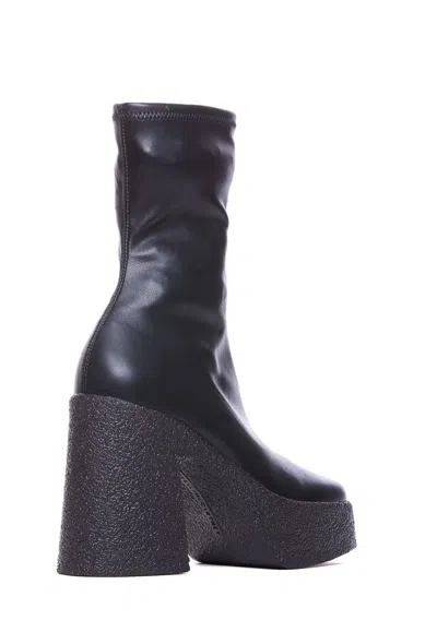 Shop Stella Mccartney 'skyla Sole Platform' Black Boots With Oversize Sole In Faux Leather Woman