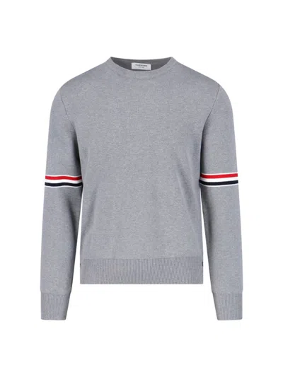 Thom Browne Milano Stitch Crew Neck Pullover In Grey