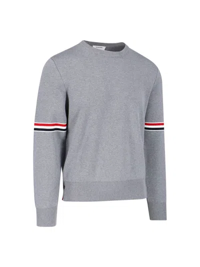 Thom Browne Milano Stitch Crew Neck Pullover In Grey
