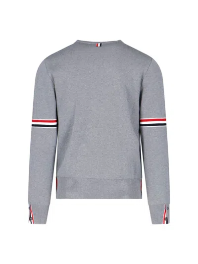 Thom Browne Milano Stitch Crew Neck Pullover In Grey