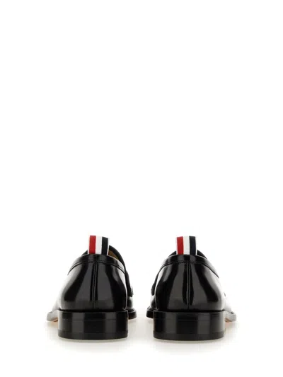 Shop Thom Browne Black Leather Loafers