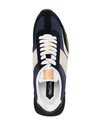 Shop Tom Ford James Suede And Technical Fabric Sneakers In Blue