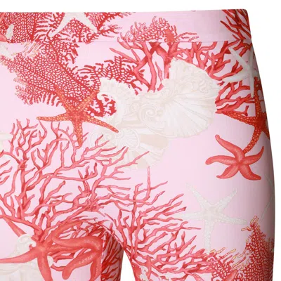 Shop Versace Leggings Baroque Sea In Dusty Rose/coral