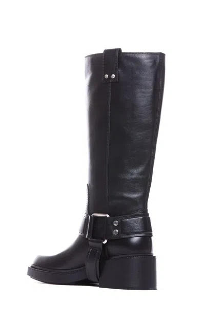 Vic Matie Pampas High Heels Boots In Black Leather In Black