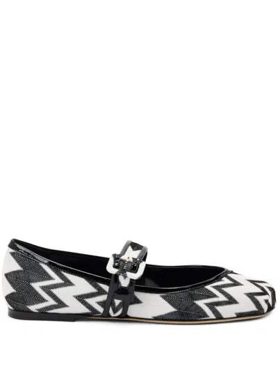 Missoni Zigzag-pattern Ballerinas In White