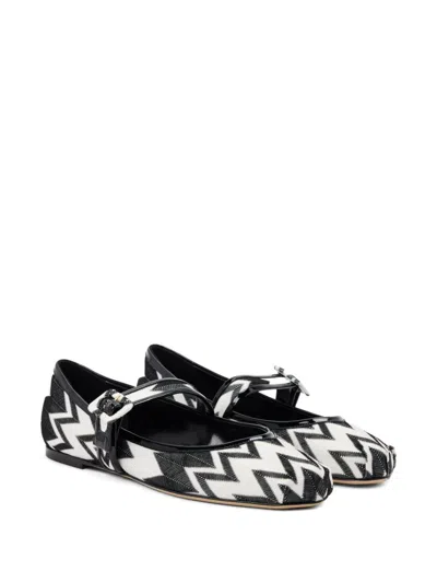 Missoni Zigzag-pattern Ballerinas In White