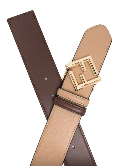 Fendi Ff-buckle Belt In Neutrals