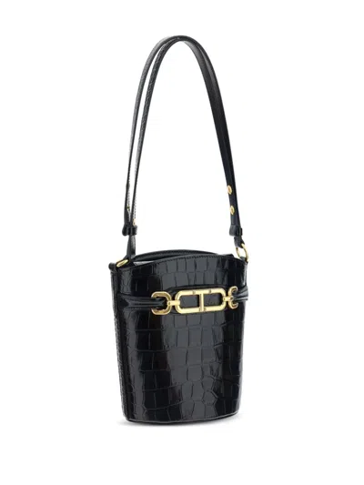Tom Ford Small Leather Bucket Shoulder Bag In Black