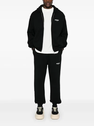 Represent Black Zip-up Sweatshirt With Logo On The Front And Back In Cotton Man In Black