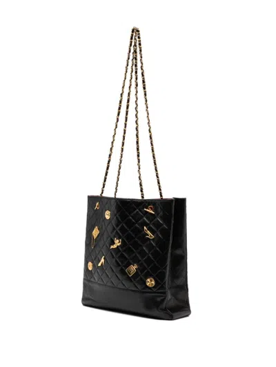 Pre-owned Chanel 1991-1994 Limited Edition Lucky Charm Tote In Black