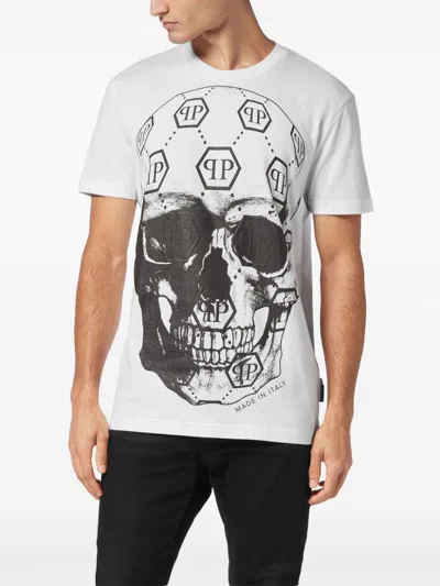 Philipp Plein Skull-print Round-neck T-shirt In White