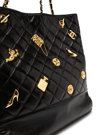 Pre-owned Chanel 1991-1994 Limited Edition Lucky Charm Tote In Black