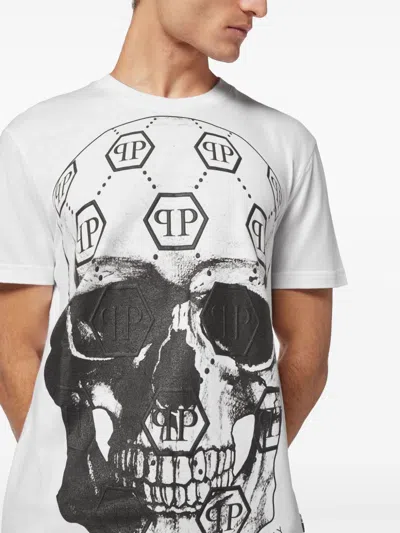 Philipp Plein Skull-print Round-neck T-shirt In White