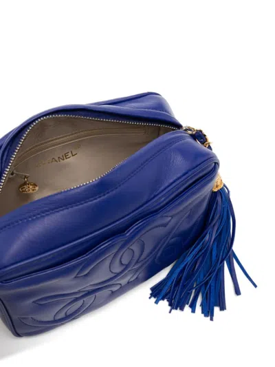Pre-owned Chanel Triple Cc Mini Tassel Crossbody Shoulder Bag In Blue