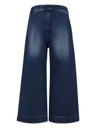 Palm Angels Blue Jeans For Girl With Logo In Blue