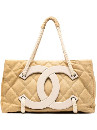 Pre-owned Chanel 2008 Cruise Yacht Coated Canvas Tote Bag In Brown