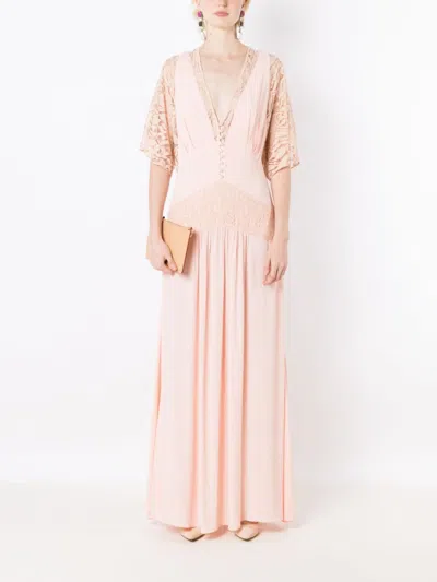 Lethicia Bronstein Pavo Lace-panel Maxi Dress In Pink