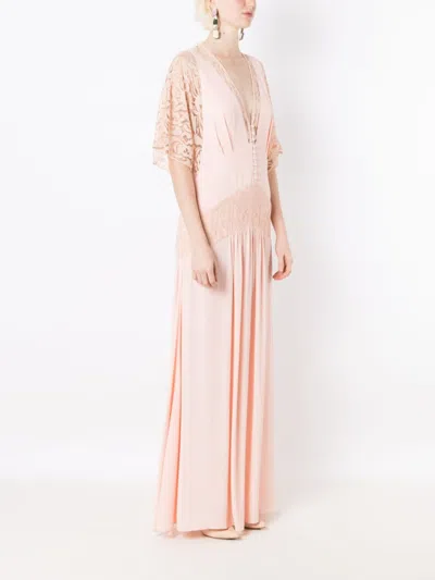 Lethicia Bronstein Pavo Lace-panel Maxi Dress In Pink