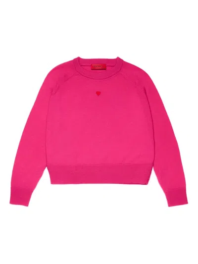 Max & Co Heart-motif Knitted Jumper In Pink
