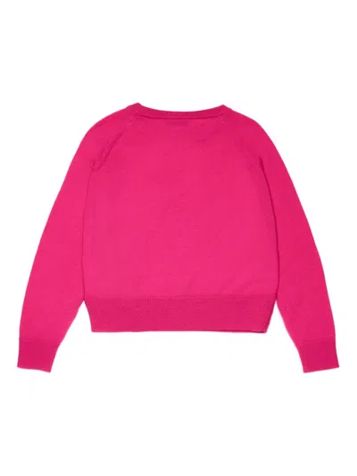 Max & Co Heart-motif Knitted Jumper In Pink