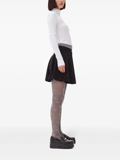 Ganni Light Twill Pleated Mini Skirt In Black In Black