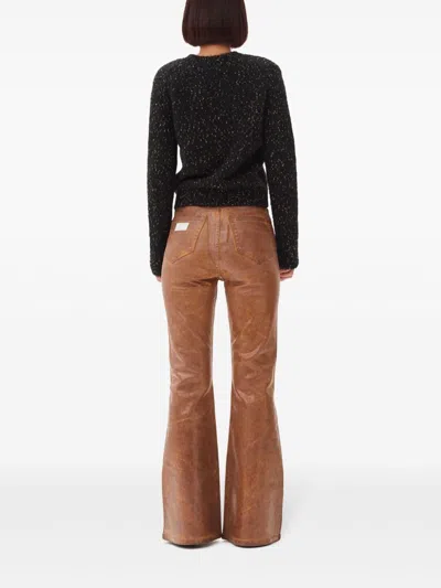 Ganni Embroidered-logo Speckled Sweater In Black