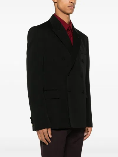Gucci Double-breasted Wool Blazer In Black