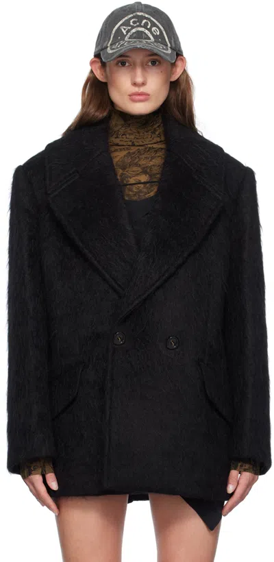 Acne Studios Black Notched Lapel Coat In 900 Black