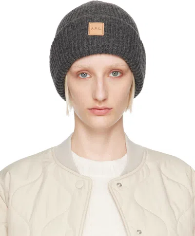 Shop Apc Gray Michele Beanie In Plc Heath Anthracite