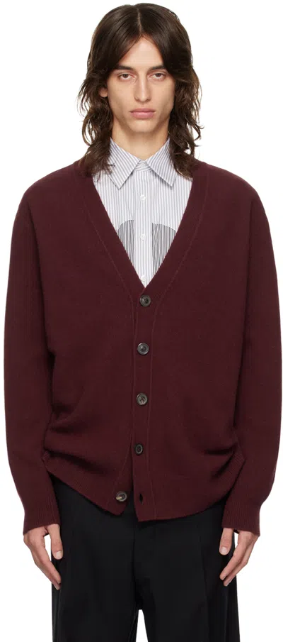 Shop Maison Margiela Burgundy Buttoned Cardigan In 248 Bordeaux