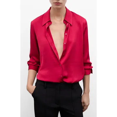 Mango Satin Finish Flowy Shirt Fuchsia In Fuchsia