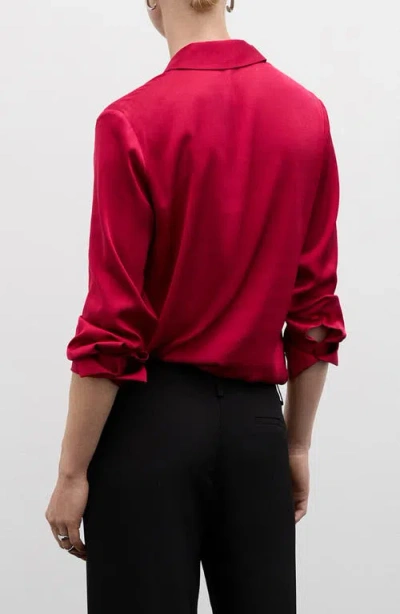 Mango Satin Finish Flowy Shirt Fuchsia In Fuchsia