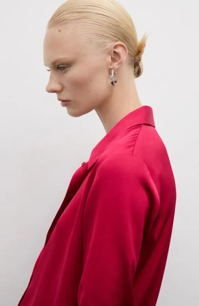 Mango Satin Finish Flowy Shirt Fuchsia In Fuchsia
