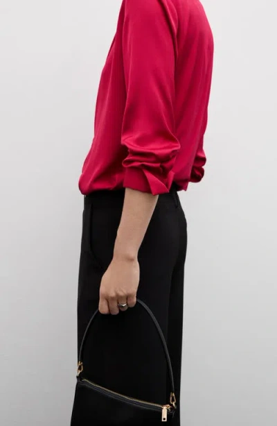 Mango Satin Finish Flowy Shirt Fuchsia In Fuchsia