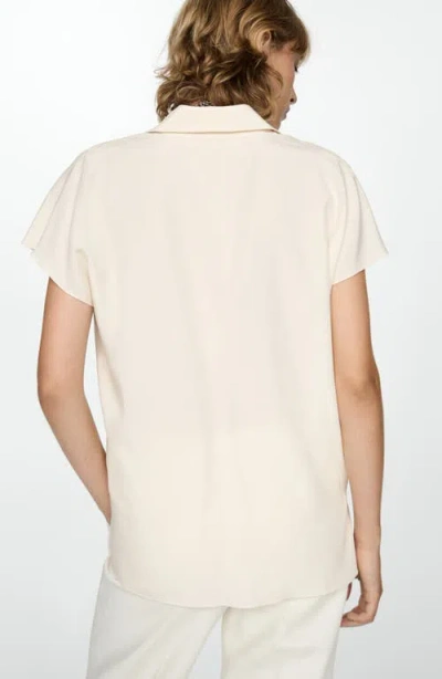 Mango Short Sleeve Button-up Shirt In Ecru