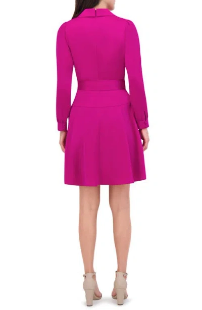 Vince Camuto Shawl Collar Long Sleeve Satin Dress In Pink