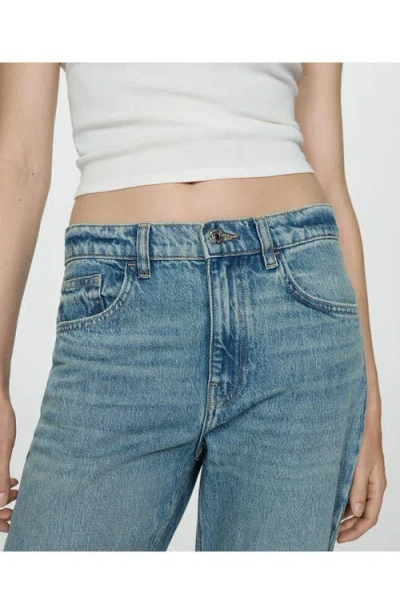 Mango Turn-up Hem Straight Leg Jeans In Medium Blue