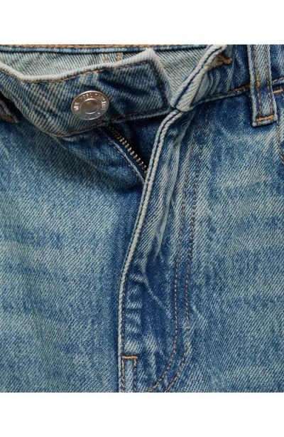 Mango Turn-up Hem Straight Leg Jeans In Medium Blue