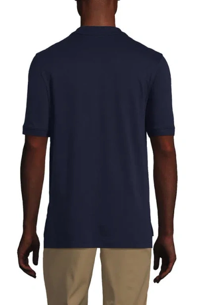 Lands' End School Uniform  Long Sleeve Interlock Polo Shirt In Classic Navy